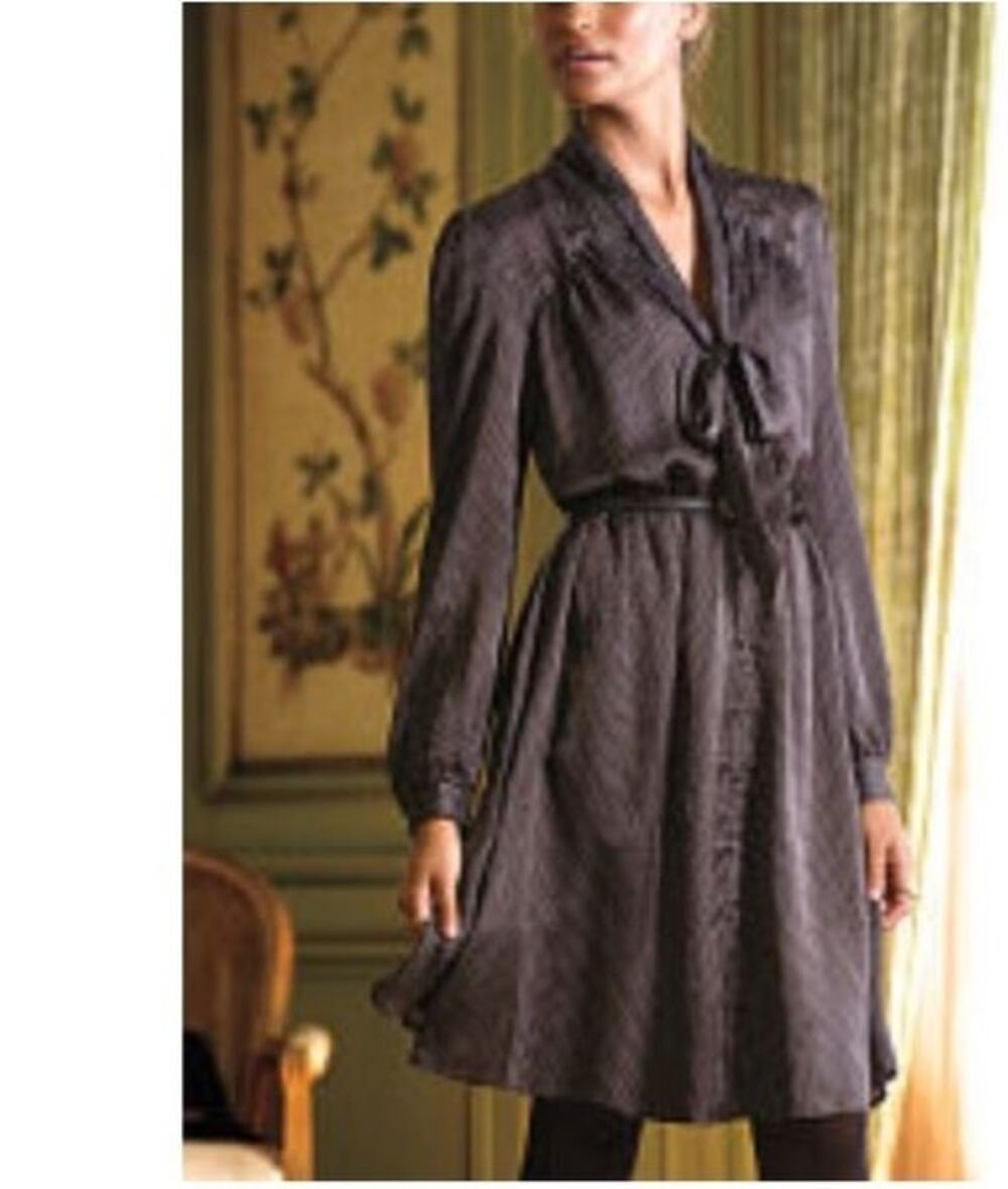 NWOT Victoria's Secret Long Sleeve Silky Bow Polka Dot Black Dress XS